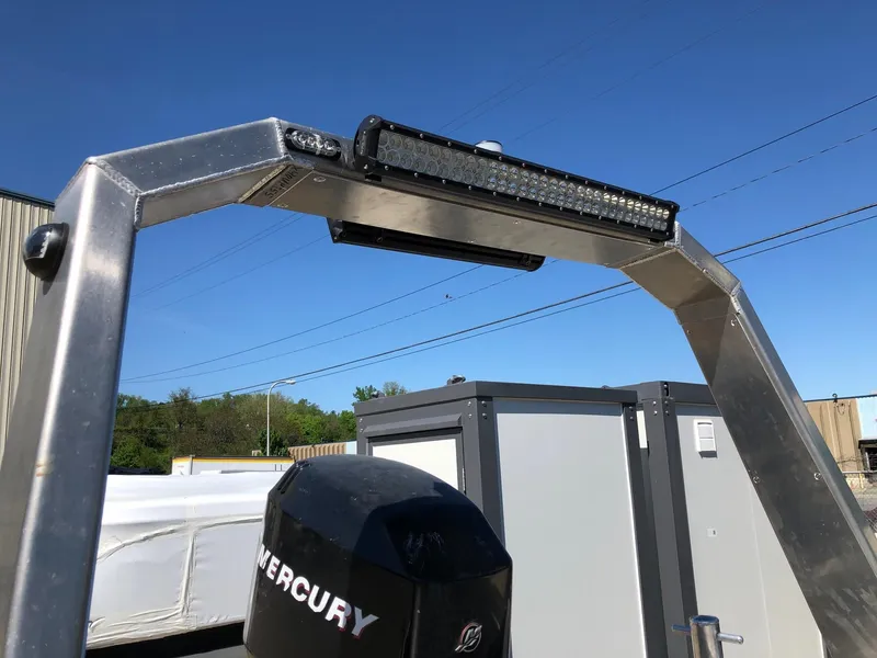 Slide: The Image of 2023 HasCraft 500 All Around boat with Mercury engine and mounted LED light bar. - 7