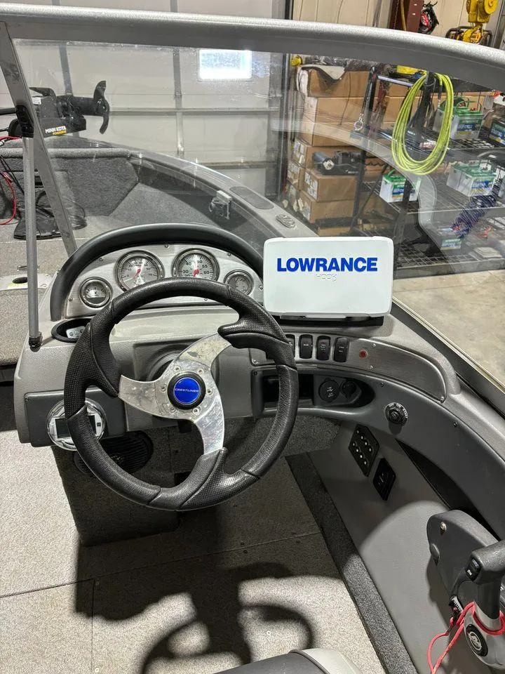 Slide: The Image of 2016 Crestliner 1750 Super Hawk boat dashboard with Lowrance fish finder. - 7