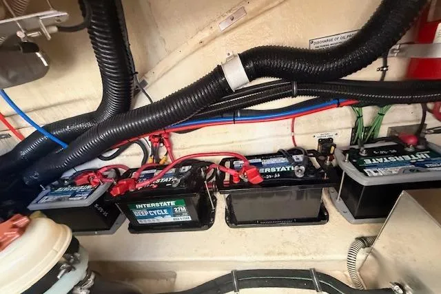 Slide: The Image of Battery compartment of a 2008 Formula 350 Sun Sport boat with Interstate batteries. - 51