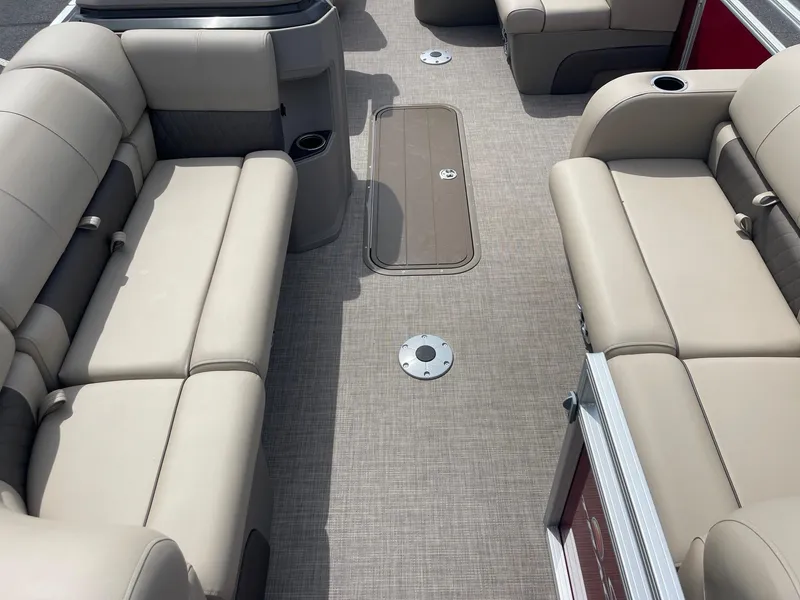 Slide: The Image of 2024 Sun Tracker Party Barge 22 RF XP3 interior seating and flooring. - 4