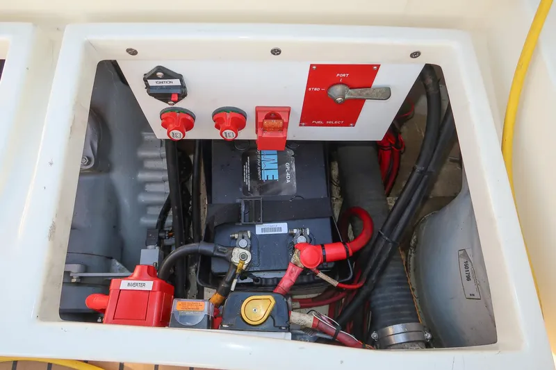 Slide: The Image of Electrical panel of a 2004 Hinckley Talaria 29 Runabout boat. - 25