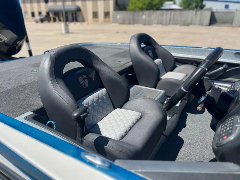 Slide: The Image of 2020 Triton 21 TRXS boat trailer with extended support arm. - 25