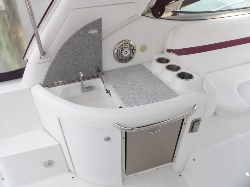 Slide: The Image of 2008 Formula 31 Performance Cruiser cockpit sink and countertop area. - 30