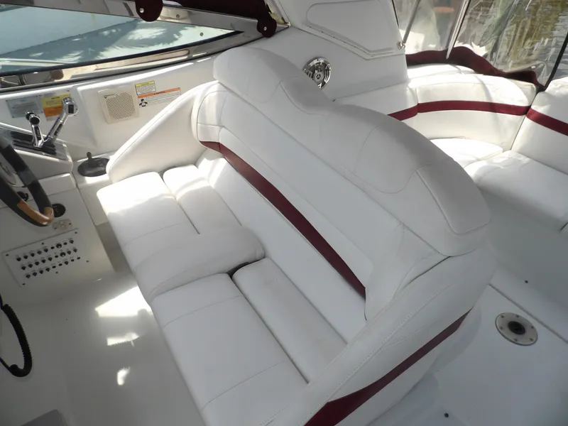 Slide: The Image of 2008 Formula 31 Performance Cruiser interior with white and red seating. - 33