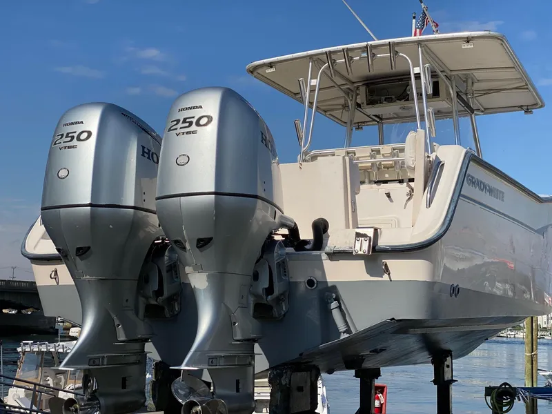 Slide: The Image of 1999 Grady-White 306 Bimini boat with twin Honda 250 VTEC engines. - 5