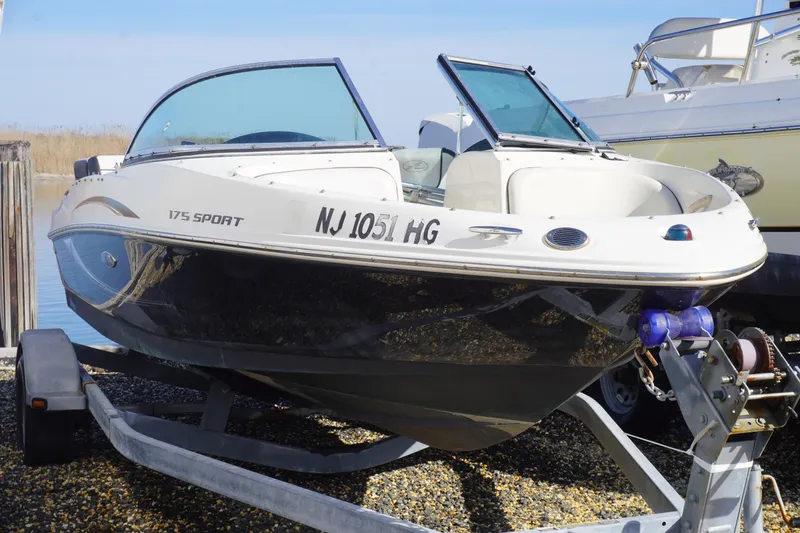 Slide: The Image of 2010 Sea Ray 175 Sport boat on trailer, NJ 1051 HG registration. - 7