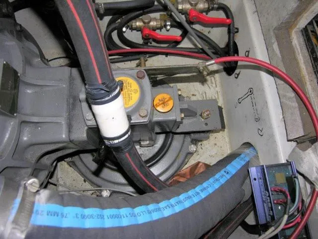 Slide: The Image of Engine compartment of a 1993 Green Marine Dubois 50 sailboat. - 33