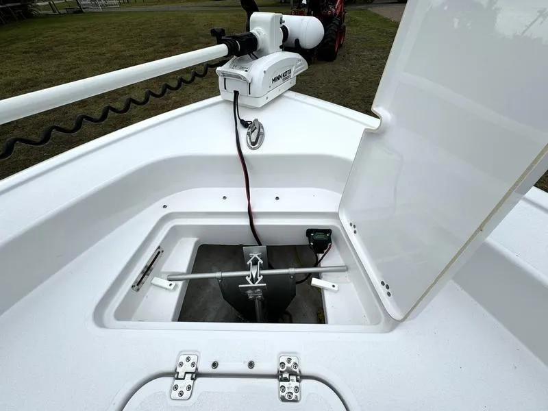 Slide: The Image of 2023 Sportsman Masters 267 Bay boat anchor storage compartment. - 12