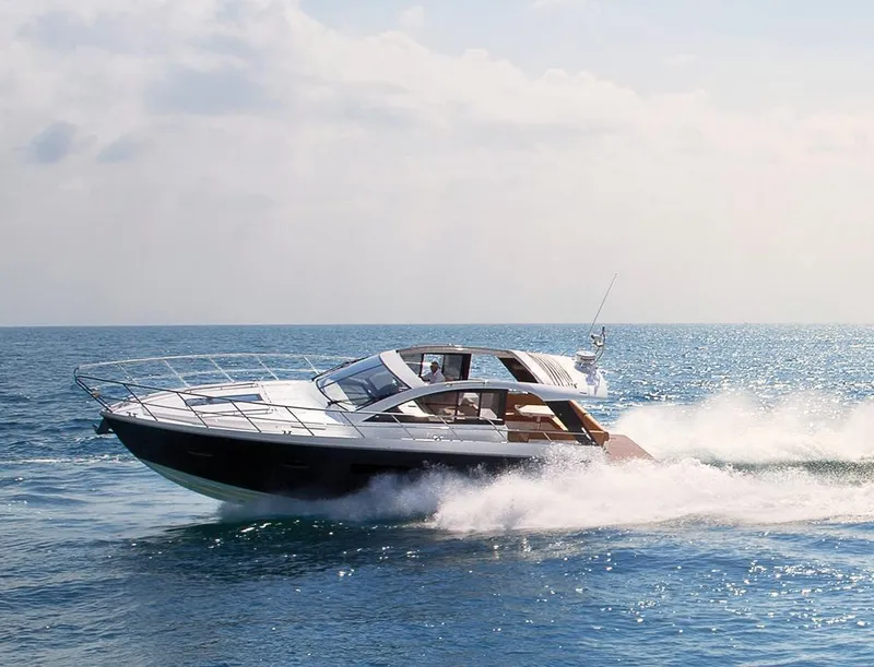 Slide: The Image of 2012 Sealine S450 yacht cruising on open sea. - 27