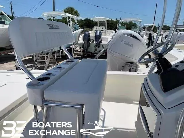 Slide: The Image of 2024 Pathfinder TRS 2200 boat interior with seating and Yamaha engine at Boaters Exchange. - 6
