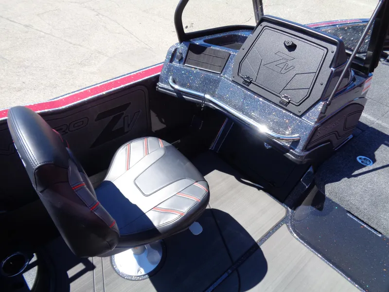 Slide: The Image of 2024 Nitro ZV20 boat interior with captain's chair and control console. - 10