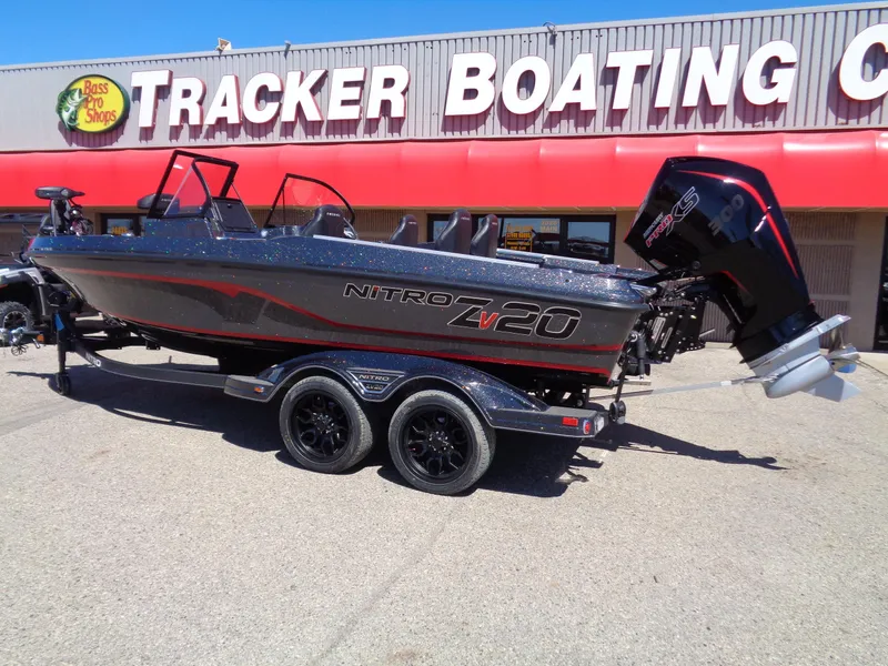 Slide: The Image of 2024 Nitro ZV20 boat at Tracker Boating Center. - 2