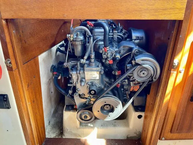 Slide: The Image of Engine compartment of a 1973 Ericson 27 sailboat. - 13
