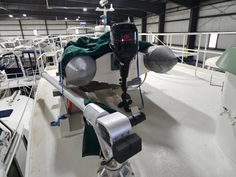 Slide: The Image of 1999 Florida Bay Coaster 42 yacht in indoor storage facility. - 49