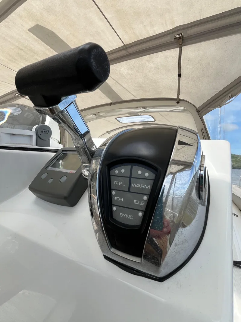 Slide: The Image of Close-up of Beneteau Oceanis 58 2012 yacht throttle control in cockpit. - 15