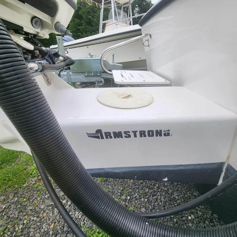 Slide: The Image of Close-up of 2019 NorthCoast 215 Cabin boat with Armstrong bracket. - 12