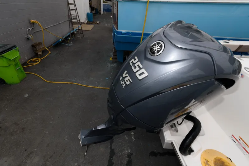 Slide: The Image of Yamaha 250 V6 outboard motor on a 2021 Cutwater C-24 DC boat. - 22