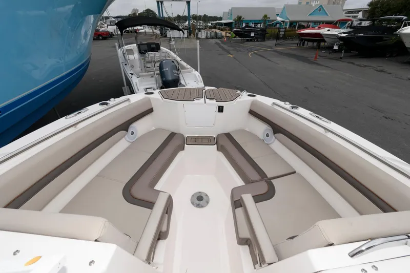 Slide: The Image of 2021 Cutwater C-24 DC boat interior with spacious seating and modern design. - 8