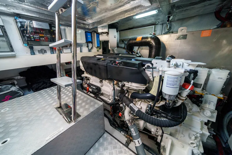 Slide: The Image of Engine room of a 2024 Sirena 48 yacht with advanced machinery and equipment. - 46