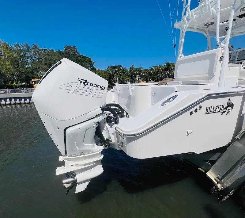 Slide: The Image of 2015 Billfish 39 Custom CC boat with Mercury Racing 450 outboard engine. - 38