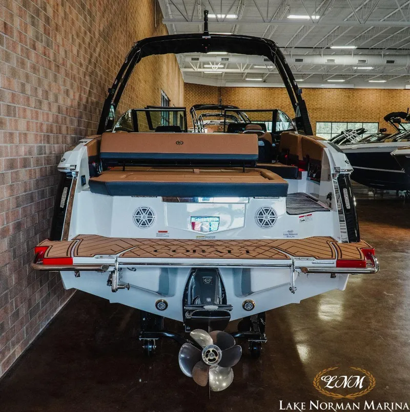 Slide: The Image of 2023 Cobalt R8 boat at Lake Norman Marina, rear view. - 5