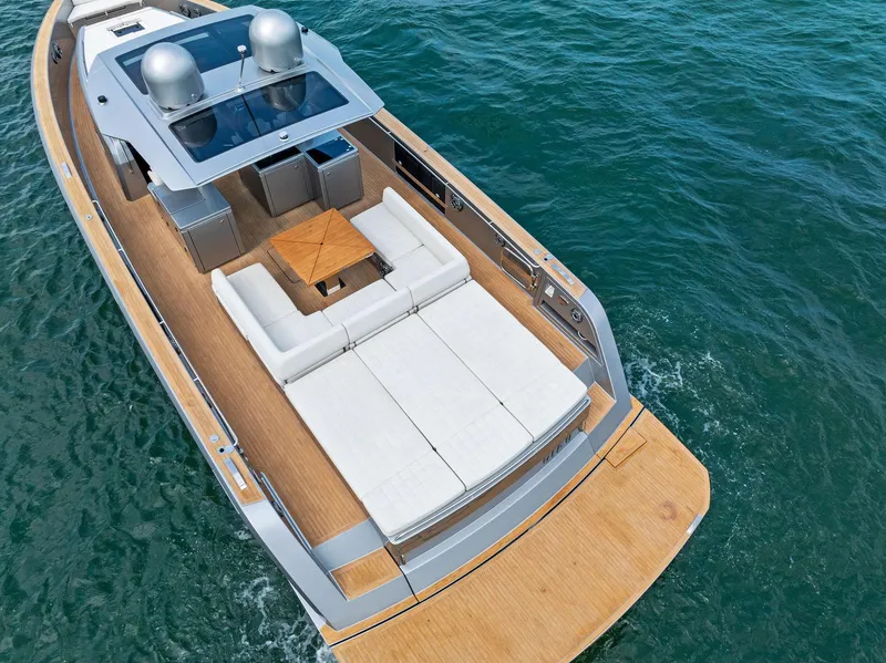 Slide: The Image of 2023 Pardo Yachts 50 luxury yacht with spacious deck and modern seating. - 14