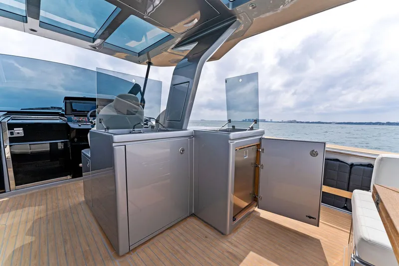Slide: The Image of 2023 Pardo Yachts 50 interior with modern kitchen and ocean view. - 43
