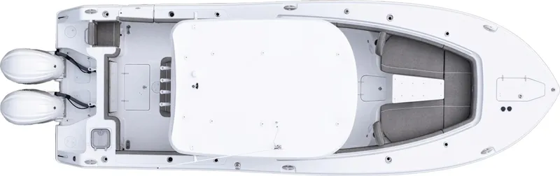 Slide: The Image of Top view of 2025 Sea Hunt GAMEFISH 28 boat with dual engines. - 10