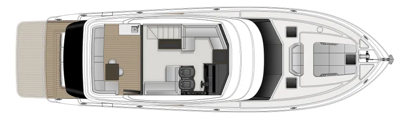 Slide: The Image of Top view layout of 2026 Maritimo M55 yacht, showcasing interior and deck design. - 16