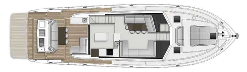 Slide: The Image of Top view layout of 2026 Maritimo M55 yacht, showcasing interior and deck design. - 17