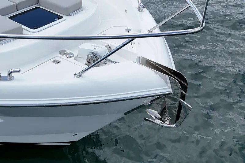 Slide: The Image of Bow of 2026 Maritimo M55 yacht with anchor over water. - 76