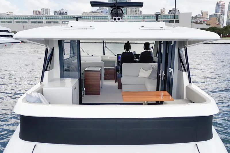 Slide: The Image of 2026 Maritimo M55 yacht with modern interior and spacious deck on the water. - 77