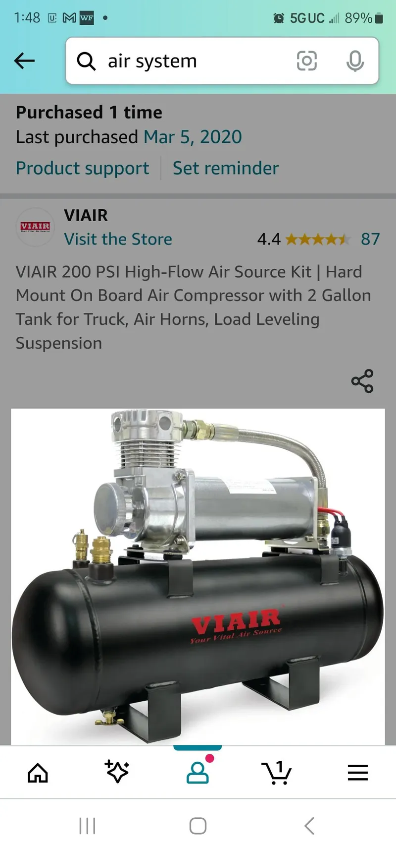 Slide: The Image of VIAIR 200 PSI air compressor kit with 2-gallon tank for trucks and air horns. - 20