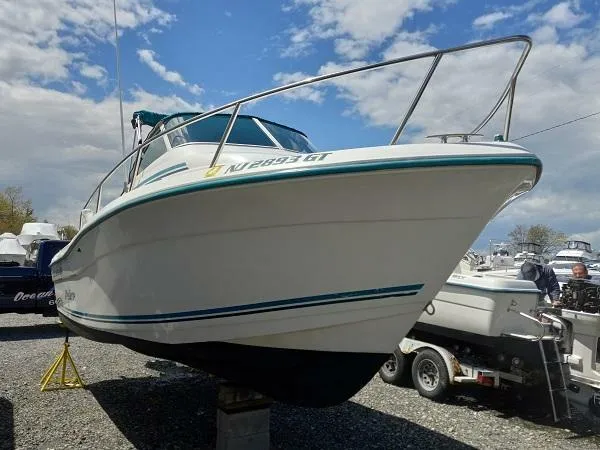 Slide: The Image of 2003 Key Largo 2200 WA boat on trailer, side view. - 3