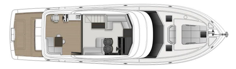 Slide: The Image of Top view layout of 2026 Maritimo M600 yacht, showcasing interior and deck design. - 18