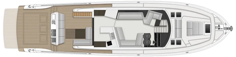 Slide: The Image of Top view layout of 2026 Maritimo S75 yacht, showcasing spacious deck and interior design. - 17