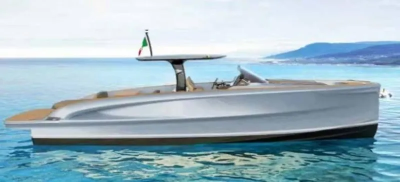 Slide: The Image of 2024 Solaris Power 40 Open luxury yacht on calm blue waters. - 9