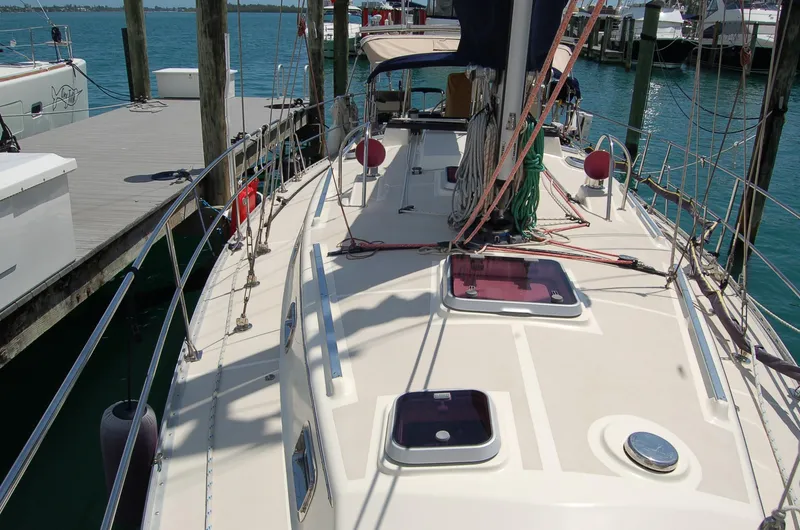 Slide: The Image of Sailboat docked at marina, Caliber 40 LRC SE, 2005 model, sunny day. - 14