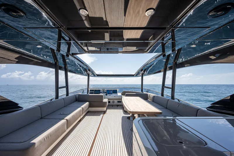 Slide: The Image of 2017 Monte Carlo Yachts MCY 80 Flybridge interior with ocean view. - 14