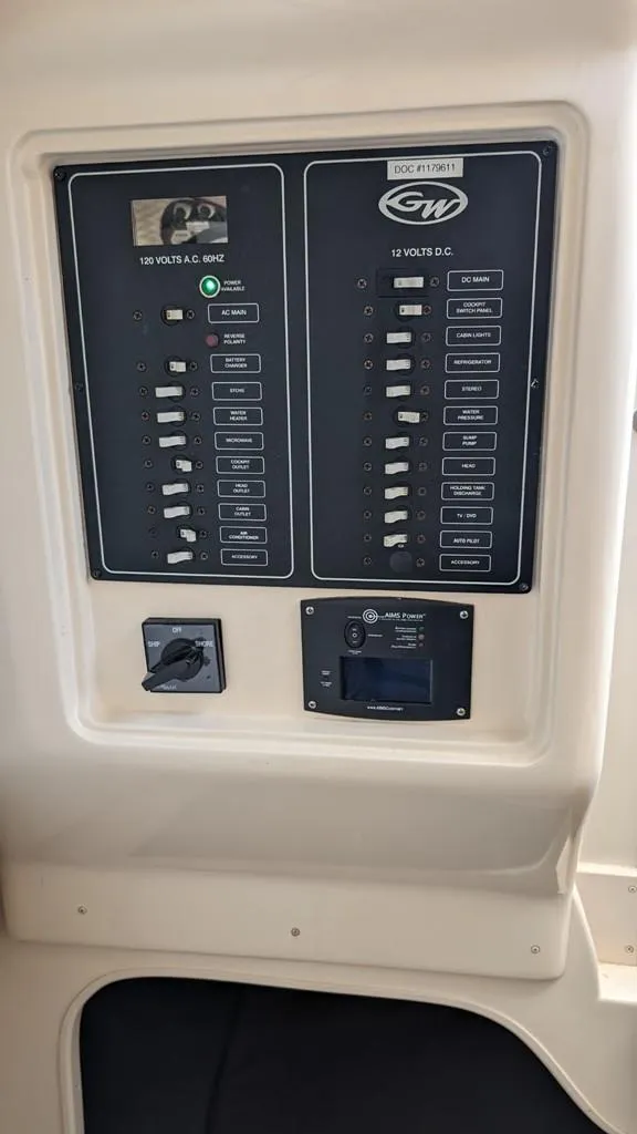Slide: The Image of Control panel of a 2006 Grady-White Marlin 300 boat. - 10