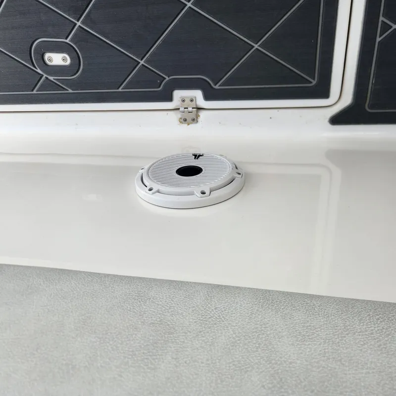 Slide: The Image of 2020 Sea Fox 328 Commander deck detail with hatch and mounting point. - 30