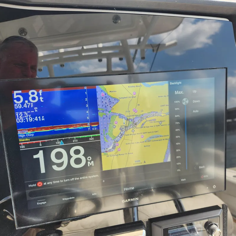 Slide: The Image of Garmin navigation display on a 2020 Sea Fox 328 Commander boat. - 32
