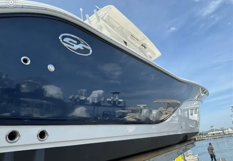 Slide: The Image of 2020 Sea Fox 328 Commander boat docked at marina. - 6