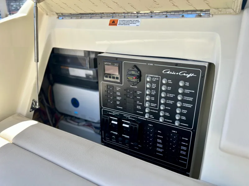 Slide: The Image of Electrical control panel of 2023 Chris-Craft 35 CALYPSO boat. - 19