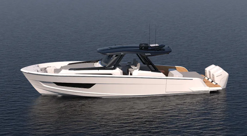 The Image of Custom 44S 2025 model luxury motorboat on calm water. - 0