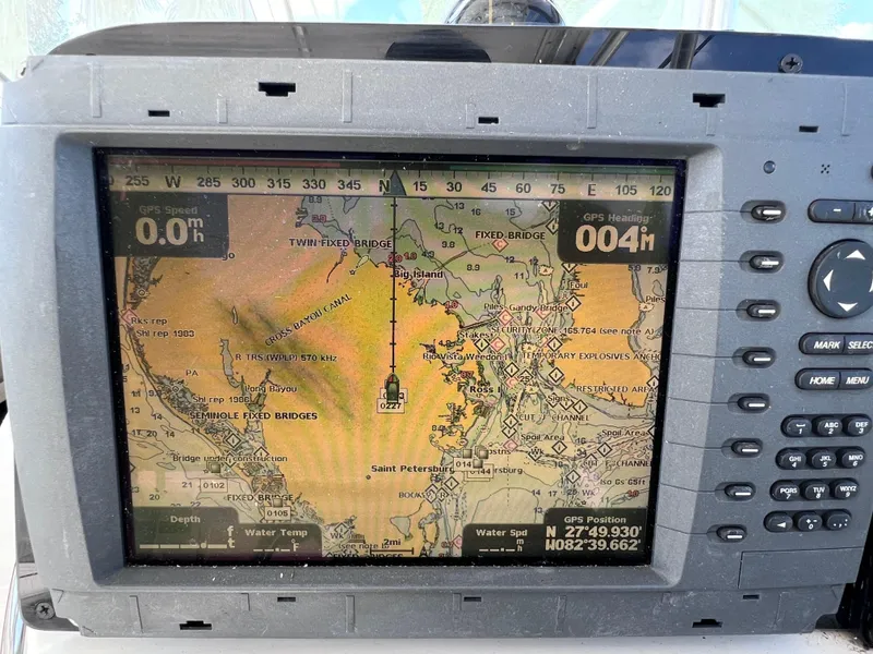 Slide: The Image of GPS navigation screen on a 2000 Boston Whaler 28 Conquest boat. - 24