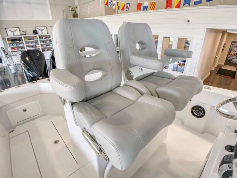 Slide: The Image of Luxury seating on 2025 Onslow Bay 27 Offshore Edition boat. - 5