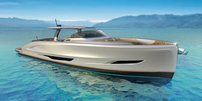 Slide: The Image of 2024 Solaris Power 60 Open luxury yacht on clear blue water. - 3