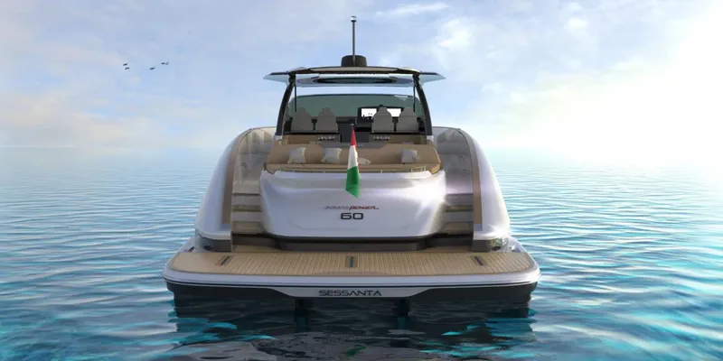 Slide: The Image of 2024 Solaris Power 60 Open luxury yacht on calm ocean waters. - 4