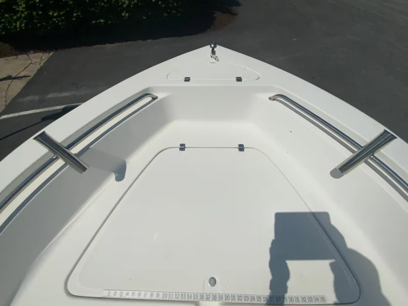 Slide: The Image of 2014 Tidewater 196 CC Adventure boat bow with stainless steel handrails. - 18
